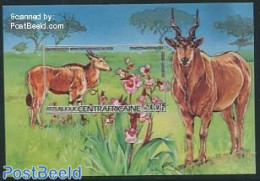 Central Africa 1986 Animals & Flowers S/s, Imperforated, Mint NH, Nature - Animals (others & Mixed) - Flowers & Plants - Repubblica Centroafricana