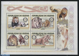 Guinea, Republic 2001 Lions 4v M/s, Mint NH, Nature - Various - Animals (others & Mixed) - Cat Family - Rotary - Rotary, Club Leones