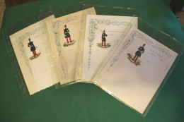 MILITARIA INFANTERIE RARE 4 PAPIERS A LETTRE ILLUSTRÉS Ca 1850 - Documenten