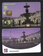 Phone Card With Rossio Fountain, In Lisbon. D. Maria II Theater. Cartão De Telefone Com Chafariz Do Rossio, Em Lisboa. T - Portugal