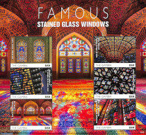 Gambia 2020 Famous Staned Glass Windows 6v M/s, Mint NH, Art - Stained Glass And Windows - Vetri & Vetrate