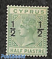Cyprus 1882 Oveprint (local) 1/2, WM CA-Crown, Unused (hinged) - Ongebruikt