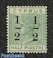 Cyprus 1886 Overprint (London) 1/2, WM CA-Crown, Distance 6-7mm Between -  -, Unused (hinged) - Nuovi