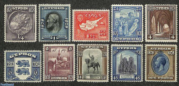 Cyprus 1928 Definitives 10v, Unused (hinged), History - Nature - Religion - Various - Coat Of Arms - Horses - Churches.. - Unused Stamps