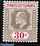 Malaysia 1902 30c, Straits Settlements, Stamp Out Of Set, Unused (hinged) - Altri & Non Classificati