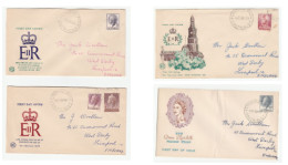 4 Diff 1957 -59 AUSTRALIA FDCs  1/7, 4d,  7 1/2d , 10d,  8d Stamps Flinders Park  To GB  Fdc Cover - FDC