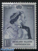 South Georgia / Falklands Dep. 1948 1Sh, Stamp Out Of Set, Mint NH, History - Kings & Queens (Royalty) - Royalties, Royals