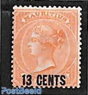 Mauritius 1878 13c On 3d, Stamp Out Of Set, Unused (hinged) - Maurice (1968-...)