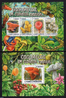 Sao Tome/Principe 2015 Mushrooms 2 S/s, Mint NH, Nature - Birds - Frogs & Toads - Mushrooms - Reptiles - Wild Animals - Champignons