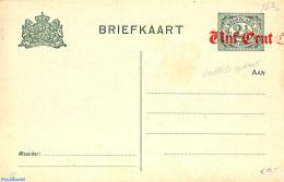 Netherlands 1920 Postcard Vijf Cent On 2.5c, Double Overprint, Unused Postal Stationary - Lettres & Documents