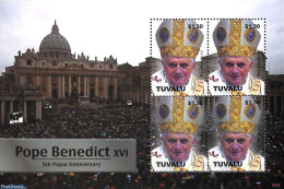 Tuvalu 2010 Pope Benedict XVI M/s, Mint NH, Religion - Pope - Religion - Popes