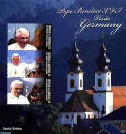 Antigua & Barbuda 2012 Popes Visit To Germany 3v M/s, Mint NH, History - Religion - Germans - Churches, Temples, Mosqu.. - Kirchen U. Kathedralen