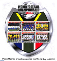 Uganda 2010 WC Football 6v M/s, Mint NH, Sport - Various - Football - Maps - Geography