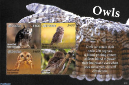 Guyana 2020 Owls 4v M/s, Mint NH, Nature - Birds - Birds Of Prey - Owls - Guyane (1966-...)