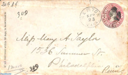 United States Of America 1890 Envelope 3c From NEWTON To Philadelphia, Used Postal Stationary - Briefe U. Dokumente