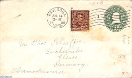 United States Of America 1900 Envelope 1c, Uprated To Germany, Used Postal Stationary - Briefe U. Dokumente