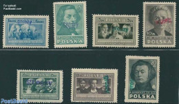 Poland 1950 Culture, Groszy Overprints 7v, Unused (hinged), History - Performance Art - Science - Nobel Prize Winners .. - Ongebruikt