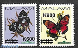 Malawi 2019 Butterflies Overprints 2v, Small Font, Mint NH, Nature - Butterflies - Malawi (1964-...)