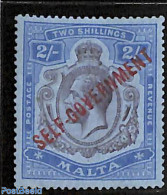Malta 1922 2sh, WM Script-CA, Stamp Out Of Set, Unused (hinged) - Malte
