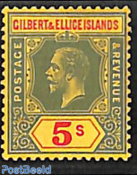 Gilbert And Ellice Islands 1912 5sh, Stamp Out Of Set, Unused (hinged) - Gilbert- Und Ellice-Inseln (...-1979)