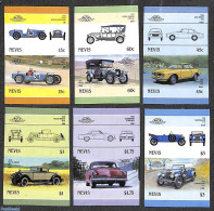 Nevis 1986 Automobiles 6x2v [:], Imperforated, Mint NH, Transport - Automobiles - Auto's