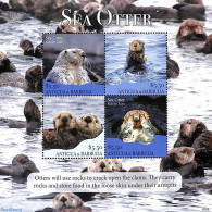 Antigua & Barbuda 2020 Sea Otter 4v M/s, Mint NH, Nature - Animals (others & Mixed) - Wild Mammals - Antigua And Barbuda (1981-...)