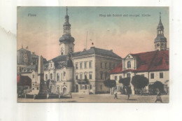 Pless, Ring Mit Schloss Und Evangel Kirche - Polen