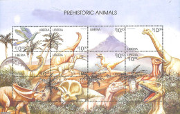 Liberia 1999 Preh. Animals 12v M/s, Mint NH, Nature - Prehistoric Animals - Prehistorics