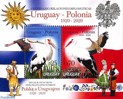 Uruguay 2020 Diplomatic Relations With Poland S/s, Mint NH, Nature - Various - Birds - Costumes - Kostüme