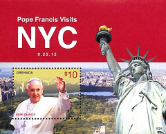 Grenada 2015 Pope Francis Visits NYC S/s, Mint NH, Religion - Pope - Pausen