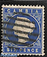 Gambia 1880 6d, WM CC-Crown, Used, Used Stamps - Gambie (...-1964)