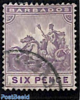 Barbados 1909 6d, Used, Used Stamps, Nature - Horses - Barbades (1966-...)