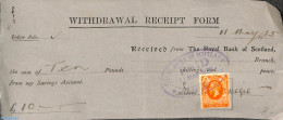 Great Britain 1935 Withdrawal Recept Form, Postal History - Covers & Documents