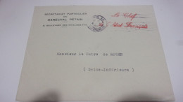 WWII SECRETARIAT PARTICULIER DU MARECHAL PETAIN 1942 LE CHEF DE L ETAT FRANCAIS - WW II