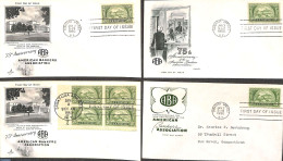 United States Of America 1950 American Bankers Ass. 4 Different FDC's, First Day Cover - Covers & Documents