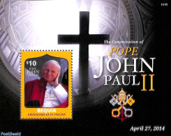 Saint Vincent & The Grenadines 2014 Bequia, Pope John Paul II S/s, Mint NH, Religion - Pope - Päpste