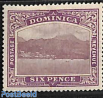 Dominica 1908 6d, WM Mult CRown CA, Stamp Out Of Set, Unused (hinged) - Dominicaanse Republiek