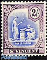 Saint Vincent 1909 2sh, WM Mult. Crown-CA, Stamp Out Of Set, Unused (hinged) - St.Vincent (1979-...)