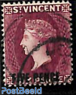 Saint Vincent 1893 FIVE PENCE On 6d, Lilacarmine, Used, Used Stamps - St.Vincent (1979-...)