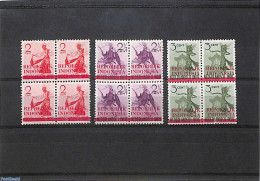 Indonesia 1945 REPOEBLIK INDONESIA Overprints 3 Blocks Of 4 [+], Mint NH - Indonésie