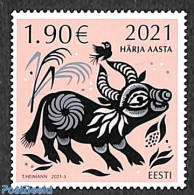 Estonia 2021 Year Of The Ox 1v, Mint NH, Various - New Year - Neujahr