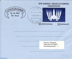 New Hebrides 1977 Aerogramme 35c To Germany, Used Postal Stationary, Transport - Aircraft & Aviation - Lettres & Documents