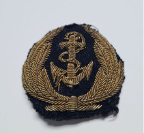 Ancienne Insigne De Casquette D'Officier De La Marine Nationale En Cannetille Dorée. - Marinera