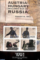 Saint Vincent 2014 World War I 4v M/s, Imperforated, Mint NH, History - Various - Militarism - Maps - World War I - Militares