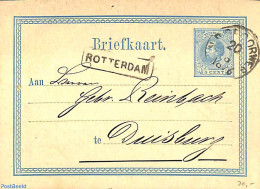 Netherlands 1876 Postcard 5c, Used, N.R. SPOORWEG, Used Postal Stationary - Brieven En Documenten