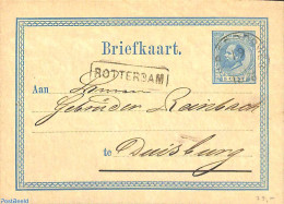 Netherlands 1876 Postcard 5c, N.R. SPOORWEG, Used Postal Stationary - Cartas & Documentos