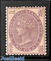 Hong Kong 1890 Stamp Duty 2c, Victoria, Unused (hinged) - Nuevos