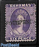 Bahamas 1883 FOUR PENCE On 6d, Used Or Unused Without Gum, Unused (hinged) - Other & Unclassified