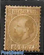Netherlands 1867 50c, Type II, Perf. 12.75:11.75, Unused Without Gum, Unused (hinged) - Nuevos
