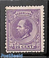 Netherlands 1872 25c, Perf. 12.5:12 Small Holes, With New Gum, Unused (hinged) - Ongebruikt
